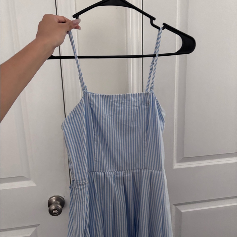 Blue and White Striped Dress